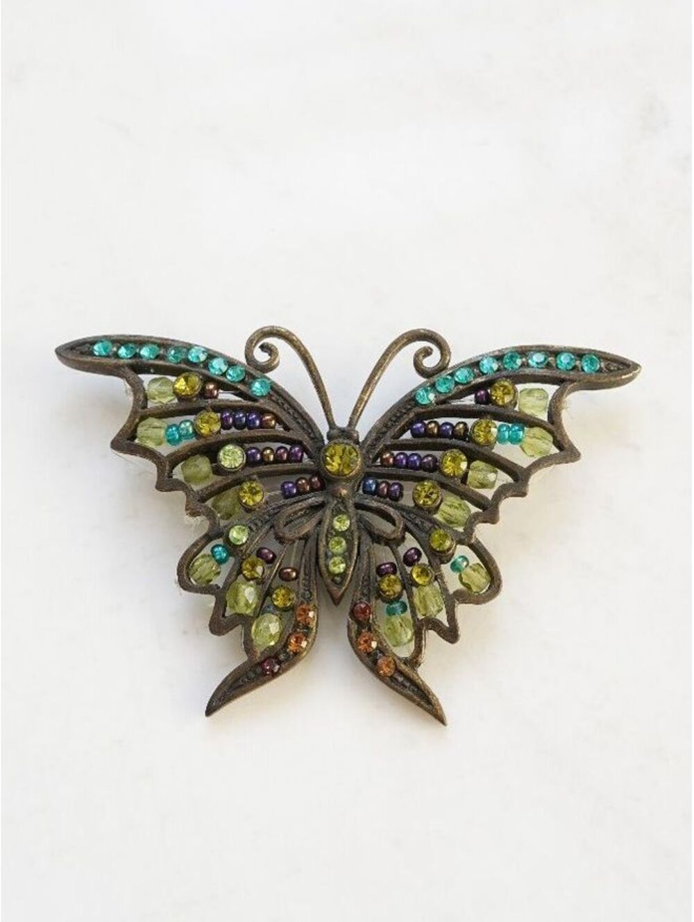 Vintage Beaded Butterfly Brooch